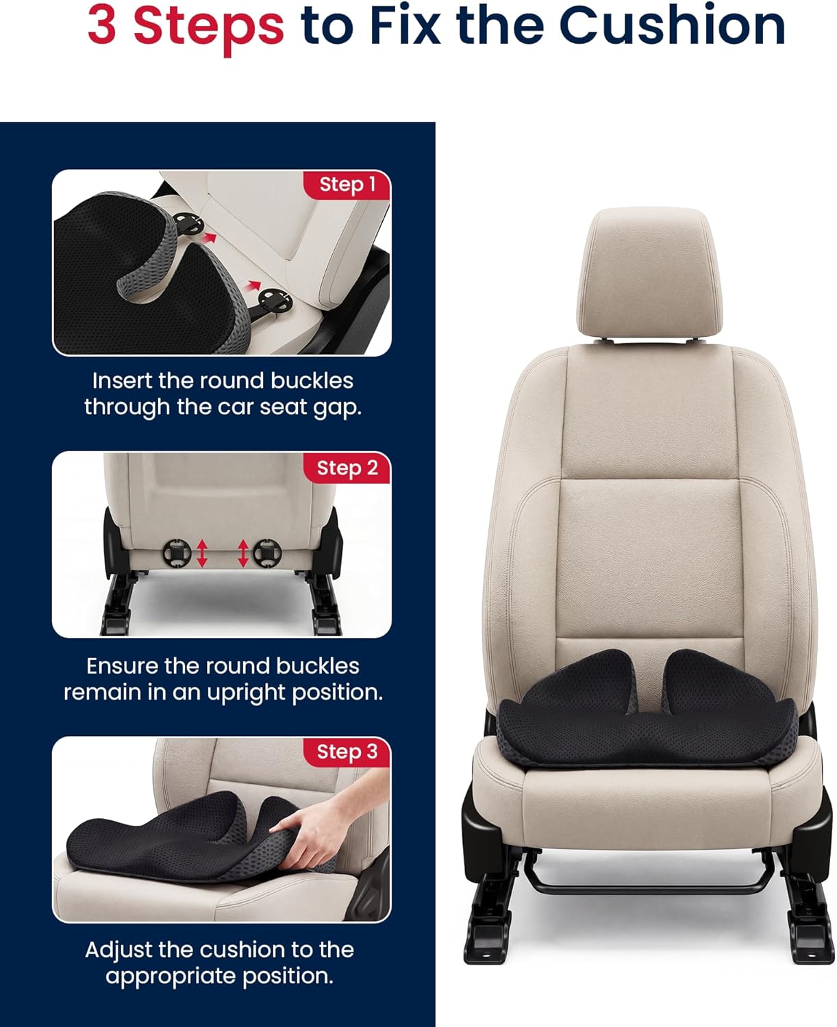 Orthopedic Memory Foam Seat Cushion Ergonomic Tailbone & Back Pain Relief